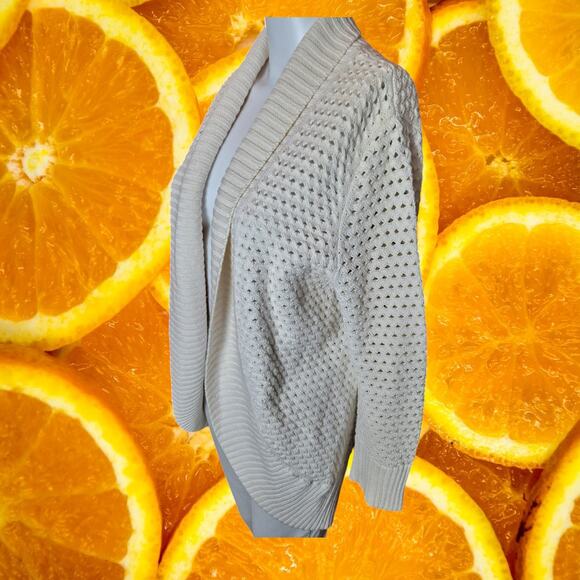 Converse One Star Women's White Cotton Open-Knit Open Front Cardigan Size L - Picture 4 of 8